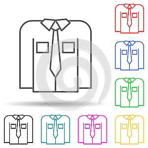shirt with a tie multi color style icon. Simple thin line, outline vector of clothes icons for ui and ux, website or mobile