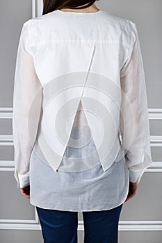 Shirt with transparent neckline behind