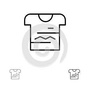 Shirt, Tshirt, Cloth, Uniform Bold and thin black line icon set