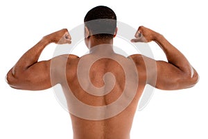 Shirtless Black Male Model on White Background