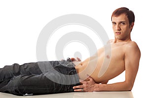 Shirtless Man in Jeans