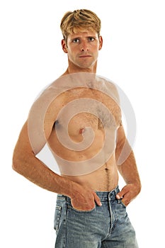 Shirtless young man