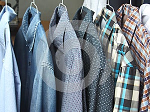 Shirts at the dry cleaners freshly ironed