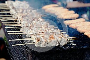 Shish kebab on a grill