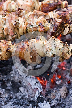 Shish Kebab over an ember photo
