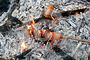 Shish kebab from sausage