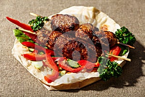 Shish kofte kebab photo