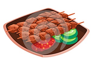 Shish tawouk tawook middle east beef skewer grill roasted drawing illustration photo