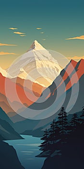Minimalist Shishapangma Poster With Majestic Everest Design photo