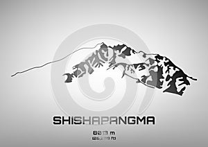 Vector illustration of steel Mt. Shishapangma photo