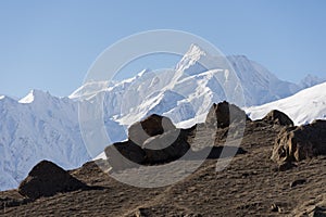 Shispare peak in Karakoram mountain range in Hunza valley, Gilgit Baltistan, Pakistan