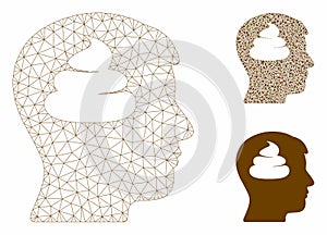 Shit Brains Head Vector Mesh Network Model and Triangle Mosaic Icon