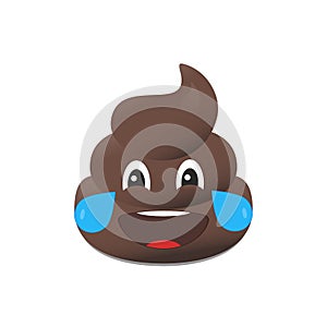 Shit emoji. Poo emoticon. Poop face isolated.