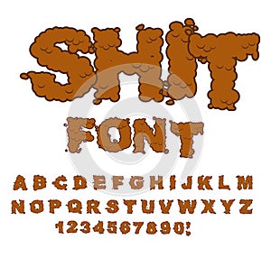 Shit font. Letters from poop. Alphabet shit. Lettering and typography. ABC