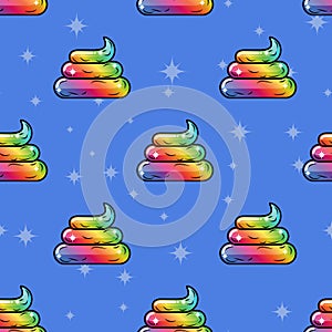 Shit Unicorn background. Magic turd ornament. Rainbow fable poop photo