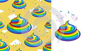 Shit Unicorn pattern. Turd rainbow colors. Kal rainbow fantastic photo