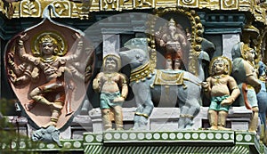 Shiva as elephant slayer on Gopuram.