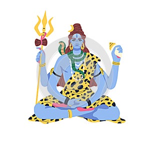 Shiva, Indian Hindu lord. Hinduism god of yoga, meditation. Shivratri divinity, yogi. India divine deity character with