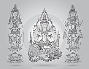 Shiva of line thai tradition,buddha jewelry set