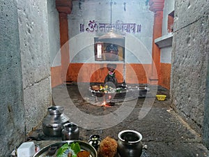 Shiva linga at Ancient Karneshwar temple of sangameshwar in Ratnagiri, Maharashtra , India. It is around thousand years old .