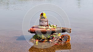 Shiva Linga in Tunga and Bhadra Confluence, Kudli, Shivamoga, Karnataka