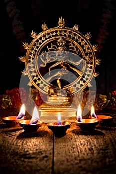 Shiva Nataraja with Diwali lights