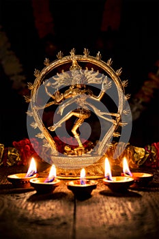 Shiva Nataraja with Diwali lights