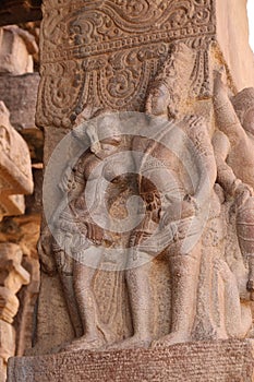 Shiva and Parvati at Virupaksha Temple, Pattadakal Temples, near Badami, Bagalot, Karnataka, India.