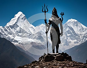Shiva\'s Serenity: A Spiritual Sanctuary Amidst Himalayan Solitude, generative ai photo
