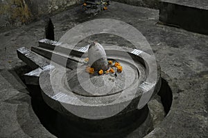 Shiva Statue in form of Pindi and Linga at Shiva temple opposite Vitthal Temple, Palashi, Parner, Ahmednagar