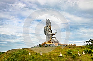 Shiva statue isolated at murdeshwar temple close up shots from unique angle