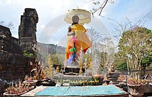 Shiva statue of Vat Phou or Wat Phu at Pakse in Champasak, Laos