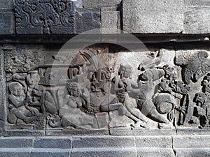 The Shiva Temple is decorated with narrative reliefs that tell Hindu epics; Ramayana