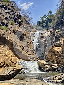 Shivaganga is a beautiful waterfall located in an area of thick forest on the river Sonda in Uttara Kannada