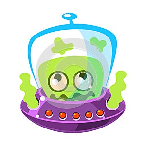 Shivering green alien, cute cartoon monster. Colorful vector character