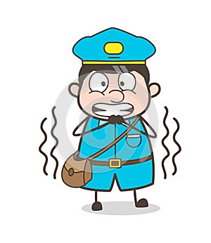 Shivering Postboy in Fear Vector