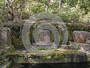 Shivling near  Lord Vishnu Statue at bandhavgarh National park,Madhya Pradesh,India