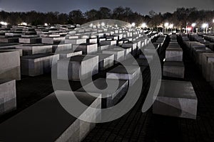 Shoah Memorial In Berlin At Night