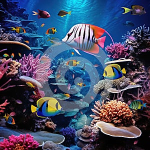 Shoal of caribbean tropical fis photo