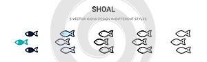 Shoal icon in filled, thin line, outline and stroke style. Vector illustration of two colored and black shoal vector icons designs