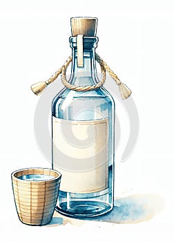 Shochu illustration in watercolor style