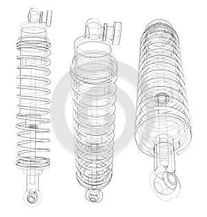 Shock absorber collection outline. Vector