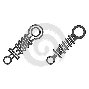 Shock absorber line and glyph icon. Car suspension vector illustration isolated on white. Car part outline style design