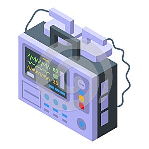 Shock defibrillator icon isometric vector. Heart aed