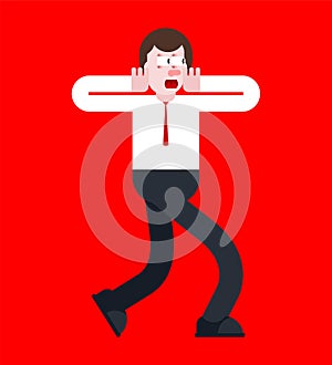 Shock guy. Panic man. mental jolt and fear