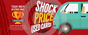 Shock Price Used Cars Sale 6250x2500 pixel Banner.