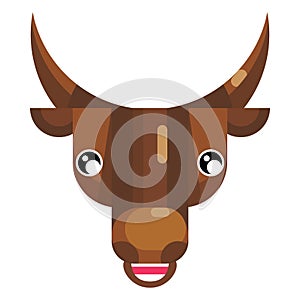 Shocked bull face emoji, surprised cow icon isolated emotion sign