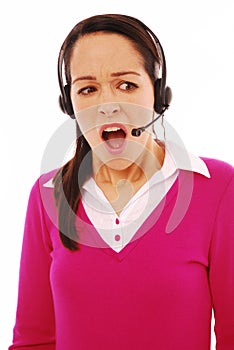 Shocked call centre worker