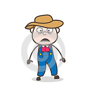 Shocked Cartoon Farmer Face Vector