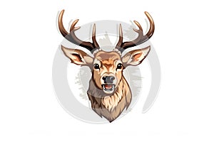 Shocked Deer Face Sticker On Isolated Tansparent Background Logo